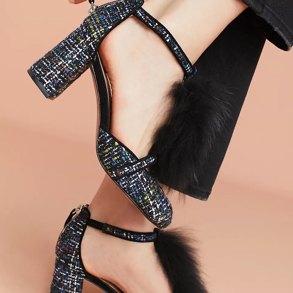 Anthropologie | Bettye by Bettye Muller Faux Fur T-Strap Heels - Picture 2 of 13